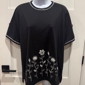 Vintage Black Floral Embroidered Top